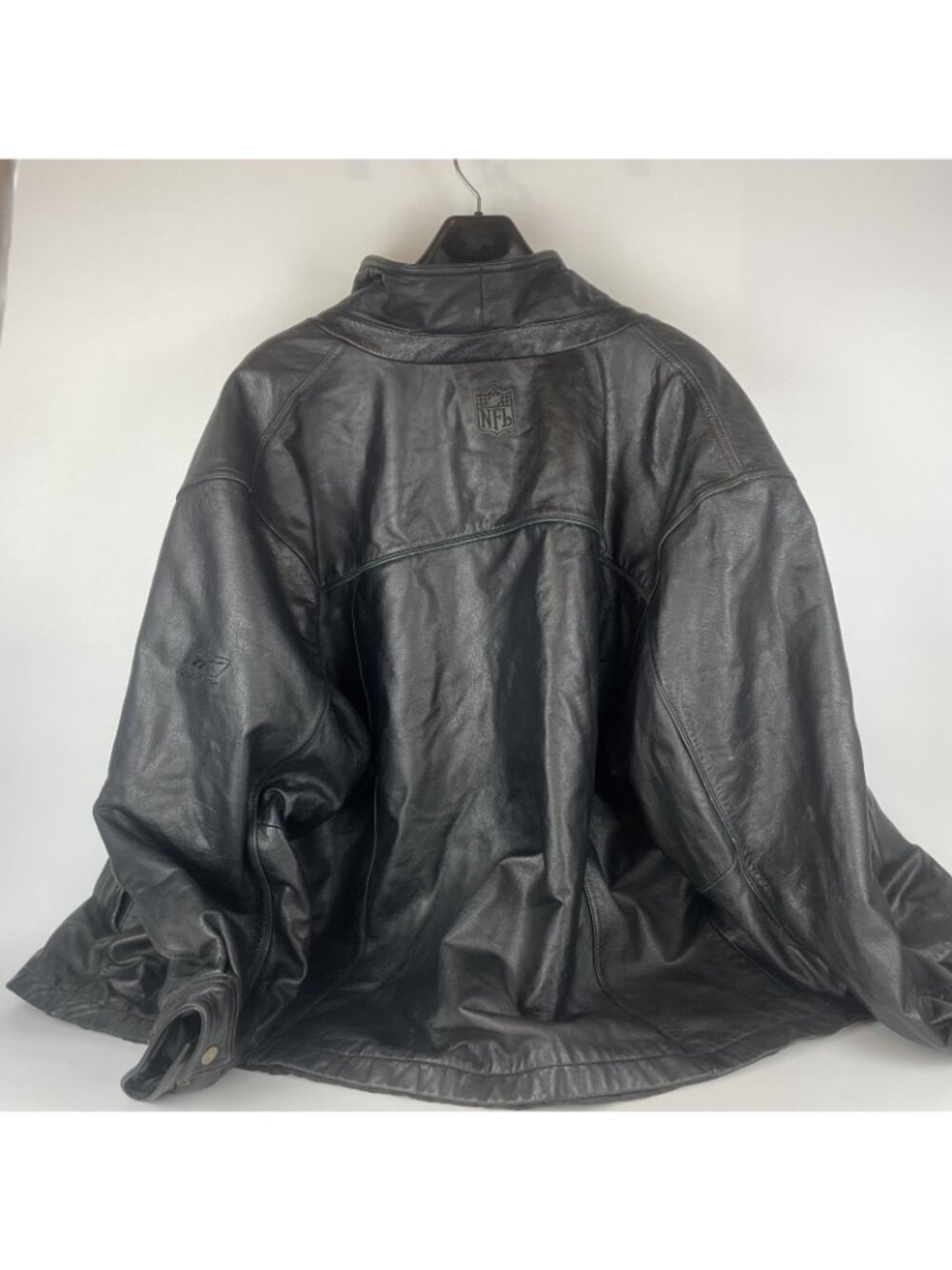 Vintage 90s New York Jets Reebok NFL Leather Bomber Jacket – Men’s 2XL Black - Picture 5 of 6